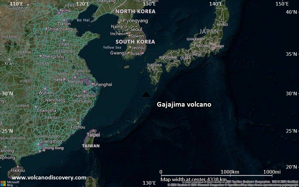 Satellite/aerial-type map of Gajajima volcano (region scale large)