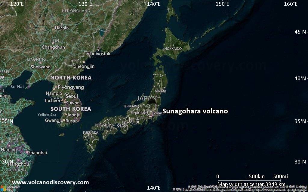 Satellite/aerial-type map of Sunagohara volcano (region scale large)