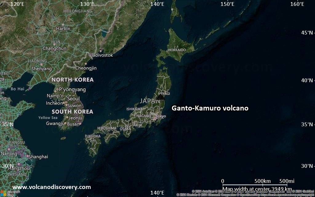 Satellite/aerial-type map of Ganto-Kamuro volcano (region scale large)