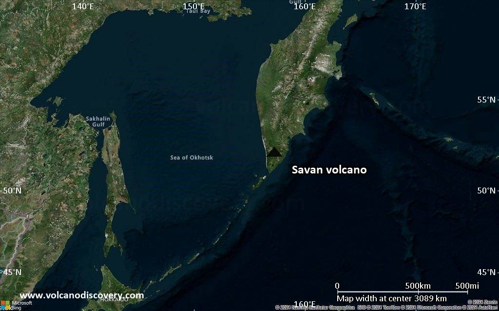 Satellite/aerial-type map of Savan volcano (region scale large)