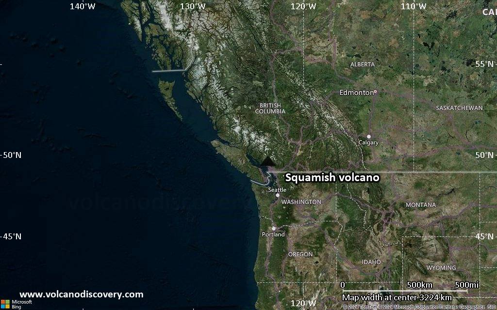Satellite/aerial-type map of Squamish volcano (region scale large)