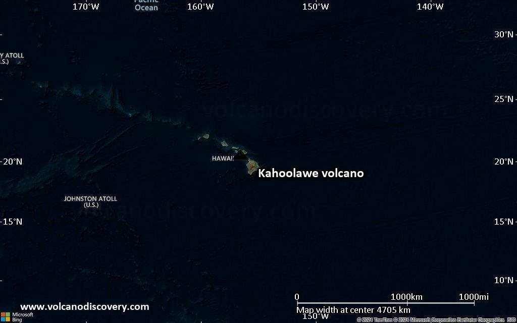 Satellite/aerial-type map of Kahoolawe volcano (region scale large)