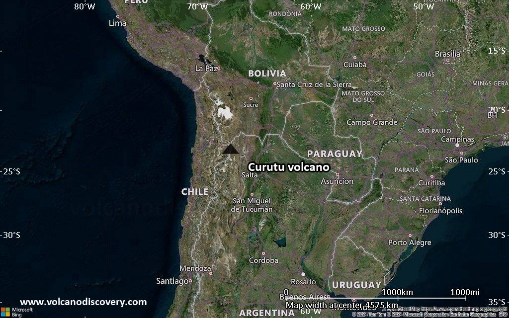 Satellite/aerial-type map of Curutu volcano (region scale large)