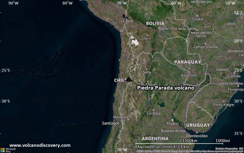 Satellite/aerial-type map of Piedra Parada volcano (region scale large)