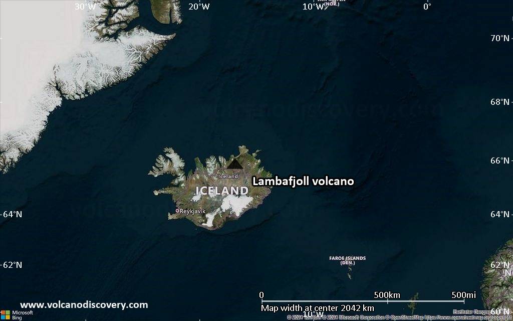 Satellite/aerial-type map of Lambafjoll volcano (region scale large)