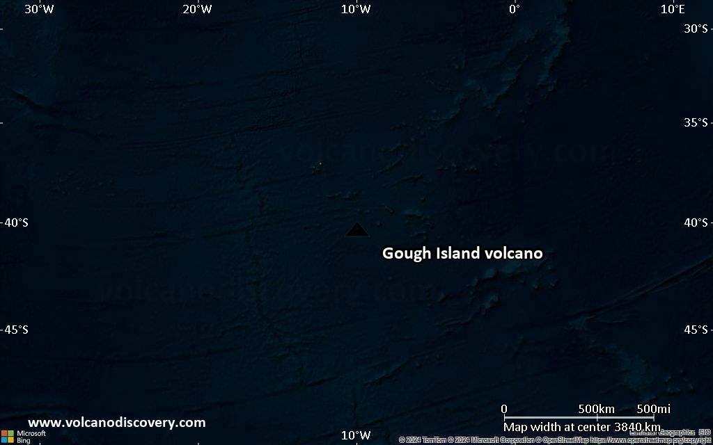 Satellite/aerial-type map of Gough Island volcano (region scale large)