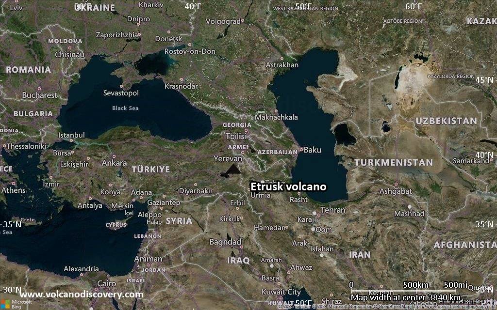 Satellite/aerial-type map of Etrusk volcano (region scale large)