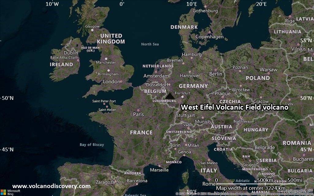 Satellite/aerial-type map of West Eifel Volcanic Field volcano (region scale large)
