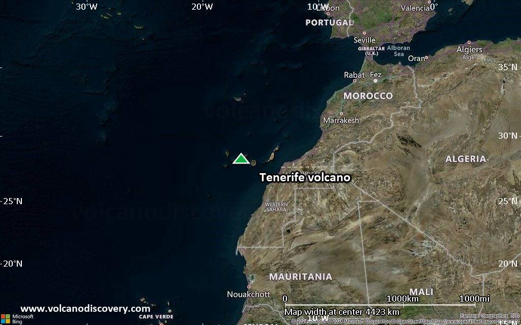 Satellite/aerial-type map of Tenerife volcano (region scale large)