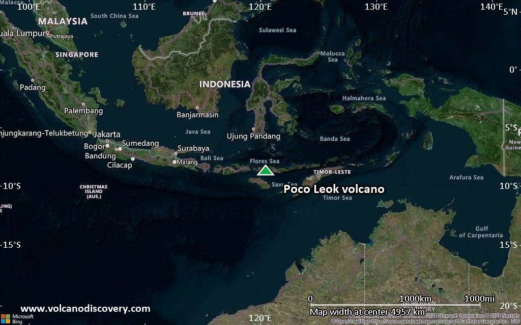 Satellite/aerial-type map of Poco Leok volcano (region scale large)
