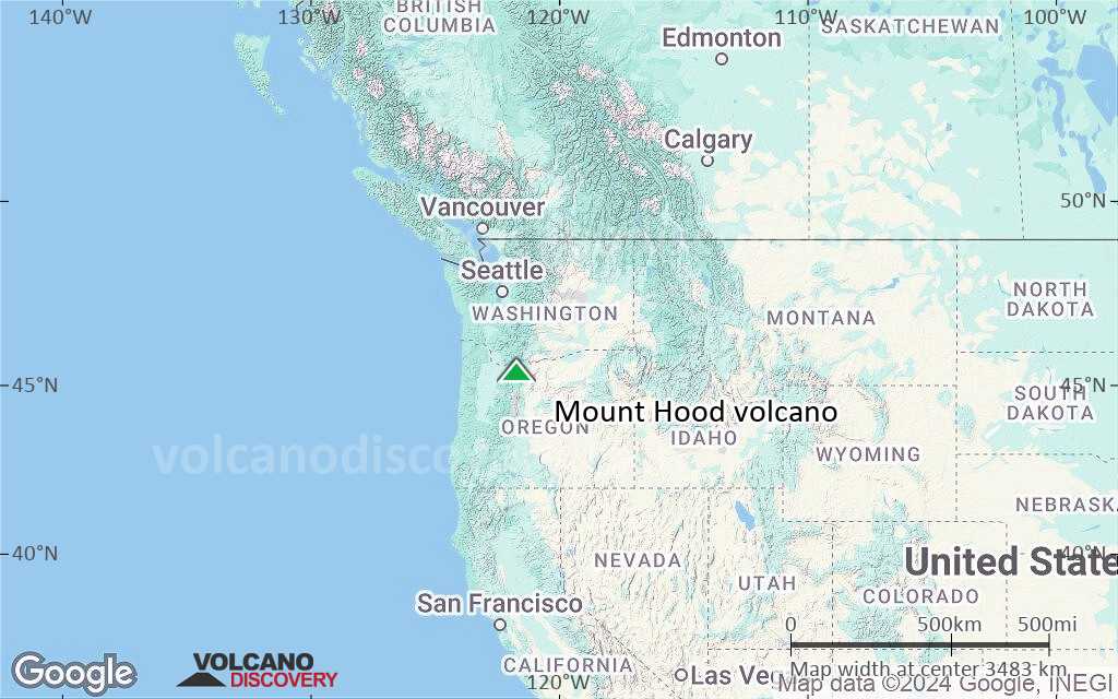 Terrain-type map of Mount Hood volcano (region scale large)