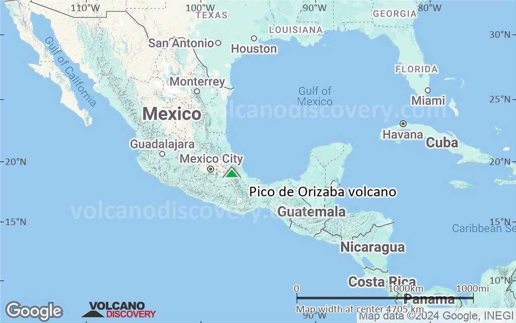 Terrain-type map of Pico de Orizaba volcano (region scale large)