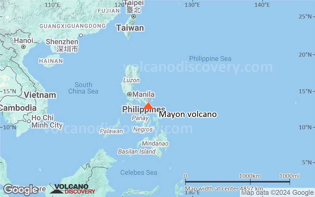 Terrain-type map of Mayon volcano (region scale large)