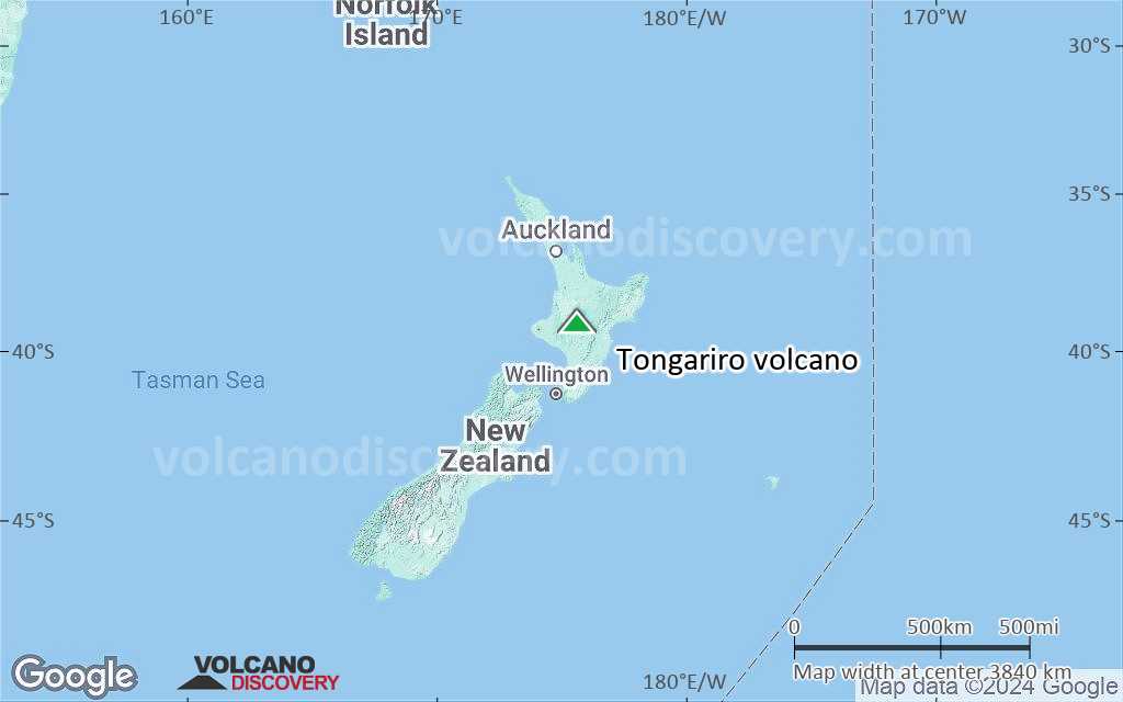 Terrain-type map of Tongariro volcano (region scale large)