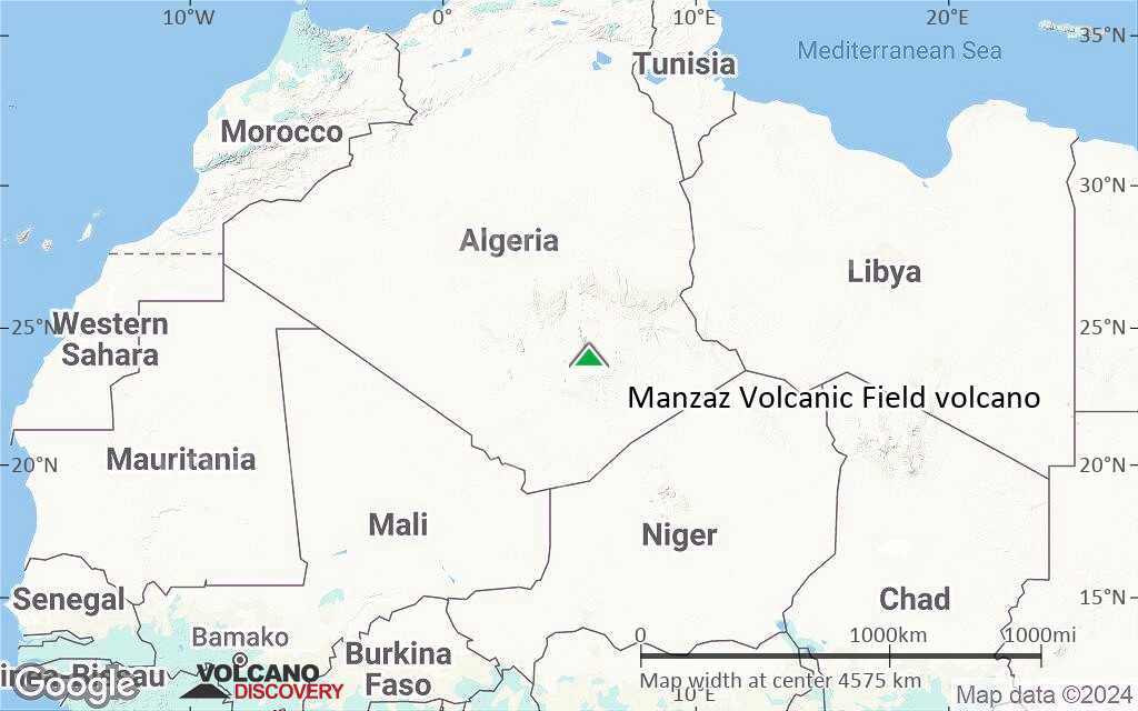 Terrain-type map of Manzaz Volcanic Field volcano (region scale large)