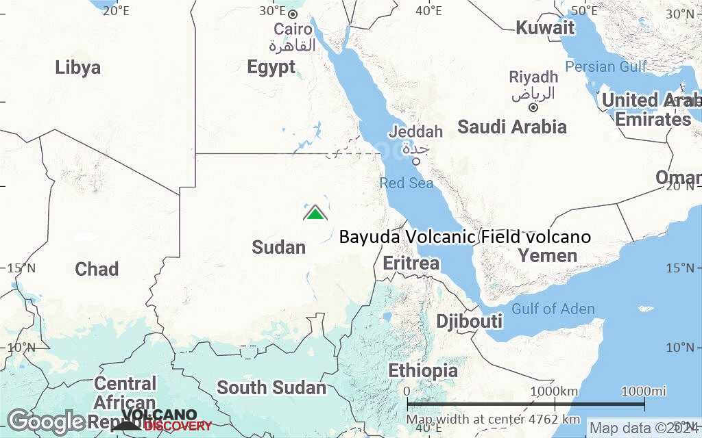 Terrain-type map of Bayuda Volcanic Field volcano (region scale large)