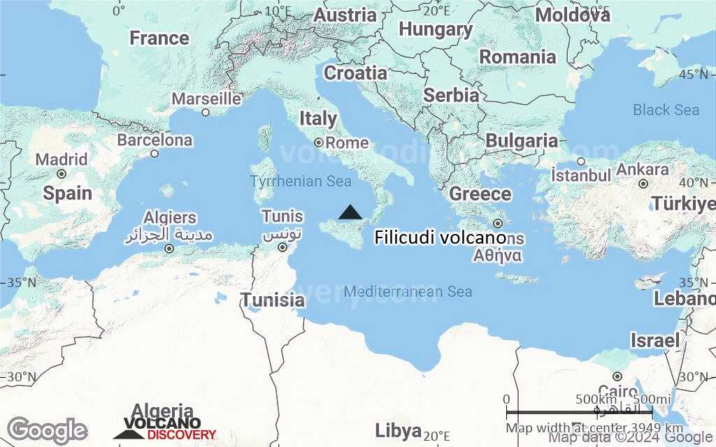 Terrain-type map of Filicudi volcano (region scale large)