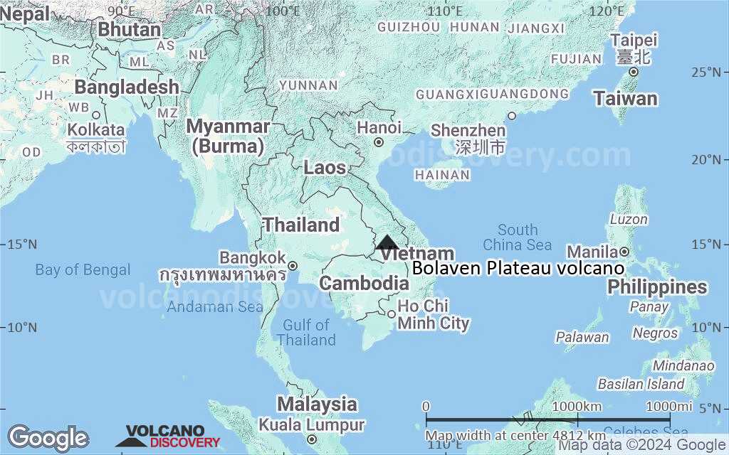 Terrain-type map of Bolaven Plateau volcano (region scale large)