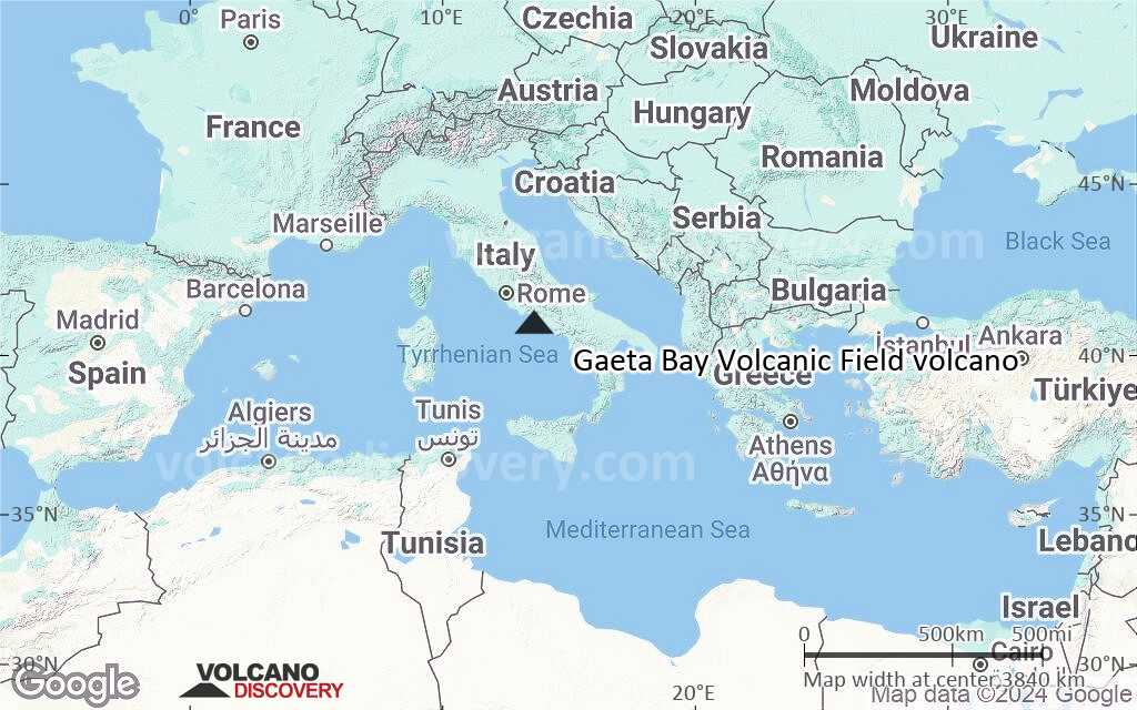 Terrain-type map of Gaeta Bay Volcanic Field volcano (region scale large)