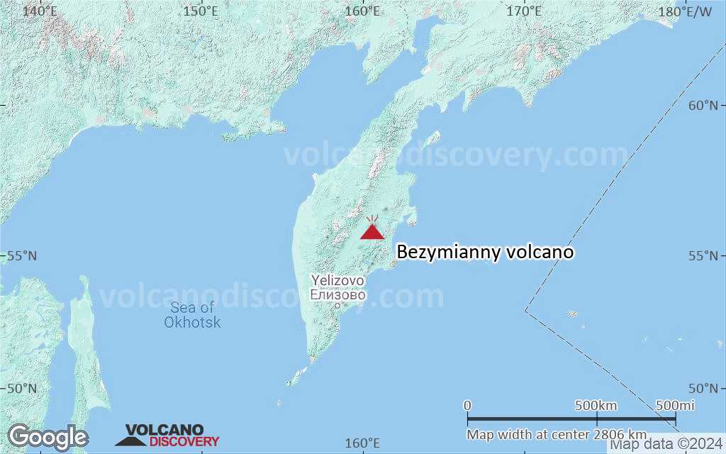 Terrain-type map of Bezymianny volcano (region scale large)