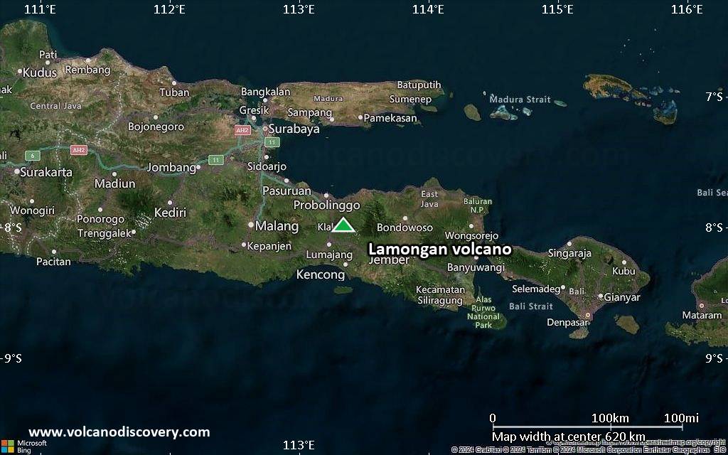 Satellite/aerial-type map of Lamongan volcano (local scale large)
