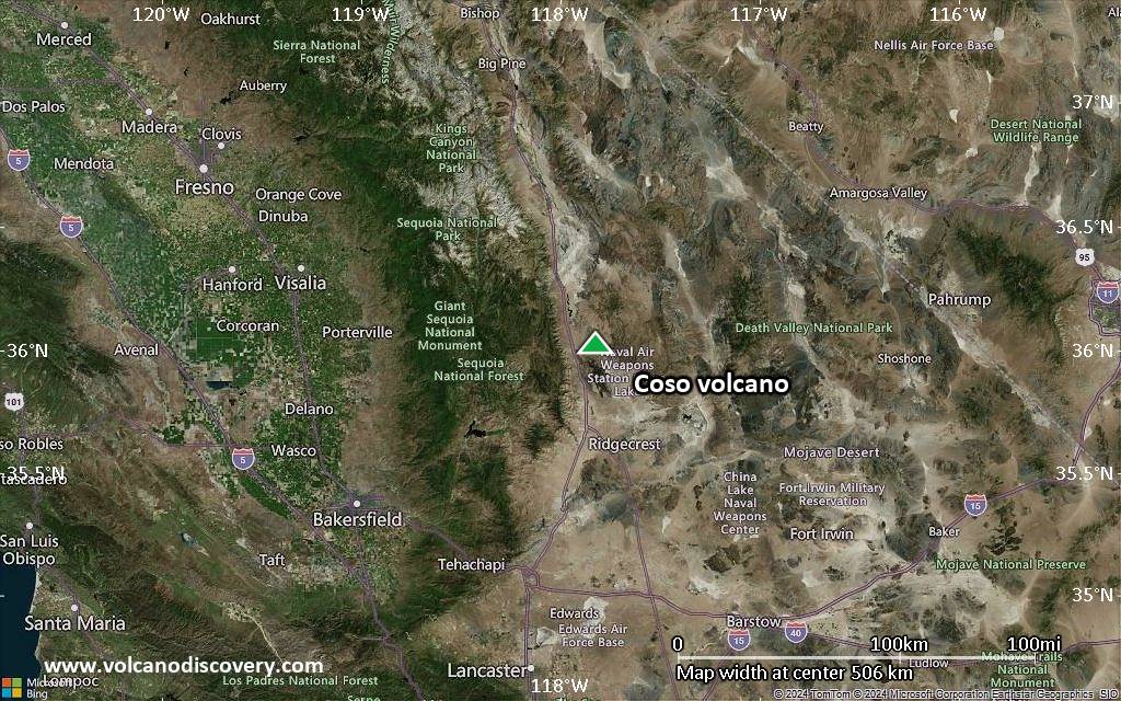 Satellite/aerial-type map of Coso volcano (local scale large)