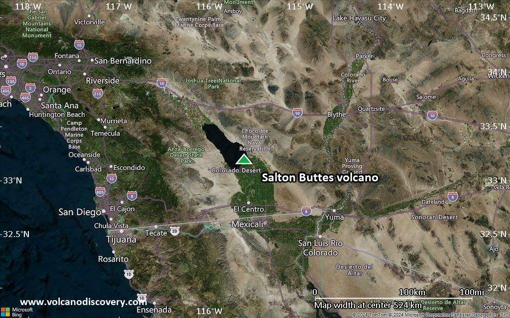 Satellite/aerial-type map of Salton Buttes volcano (local scale large)