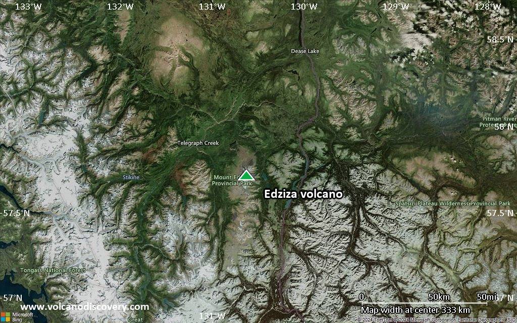 Satellite/aerial-type map of Edziza volcano (local scale large)