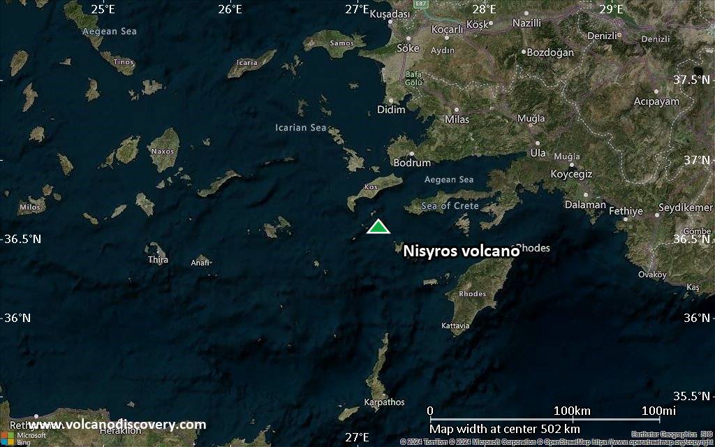 Satellite/aerial-type map of Nisyros volcano (local scale large)