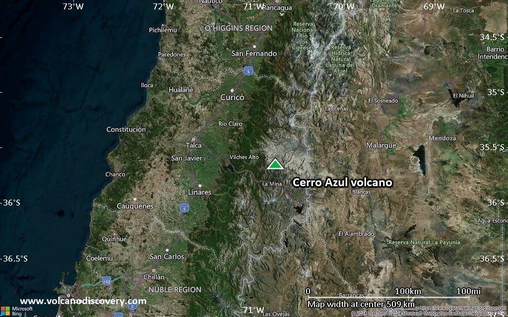 Satellite/aerial-type map of Cerro Azul volcano (local scale large)