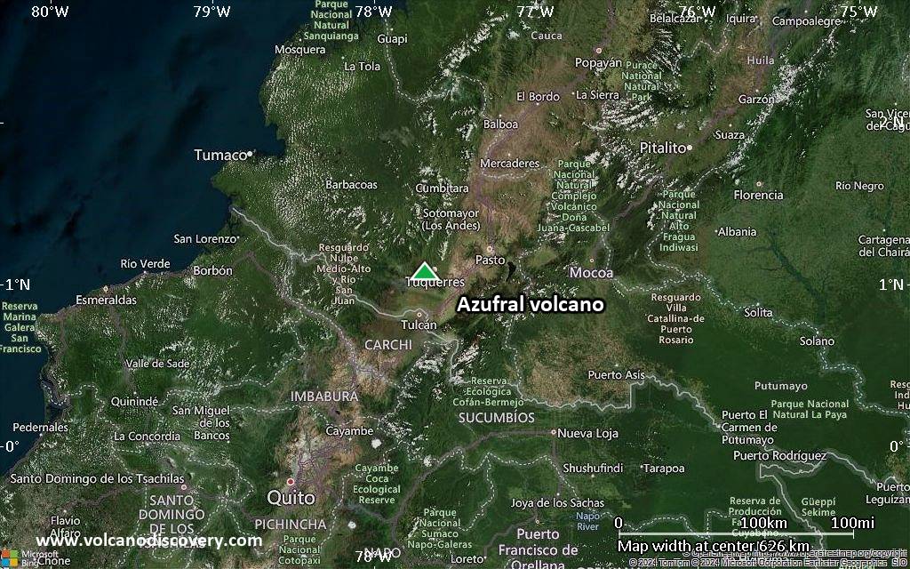 Satellite/aerial-type map of Azufral volcano (local scale large)