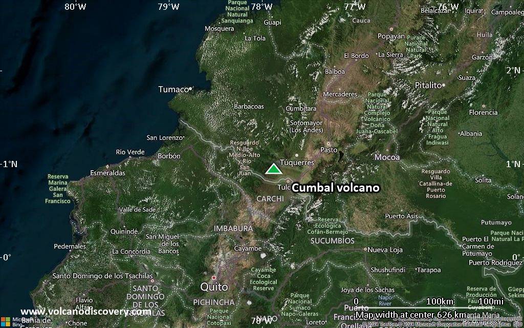 Satellite/aerial-type map of Cumbal volcano (local scale large)