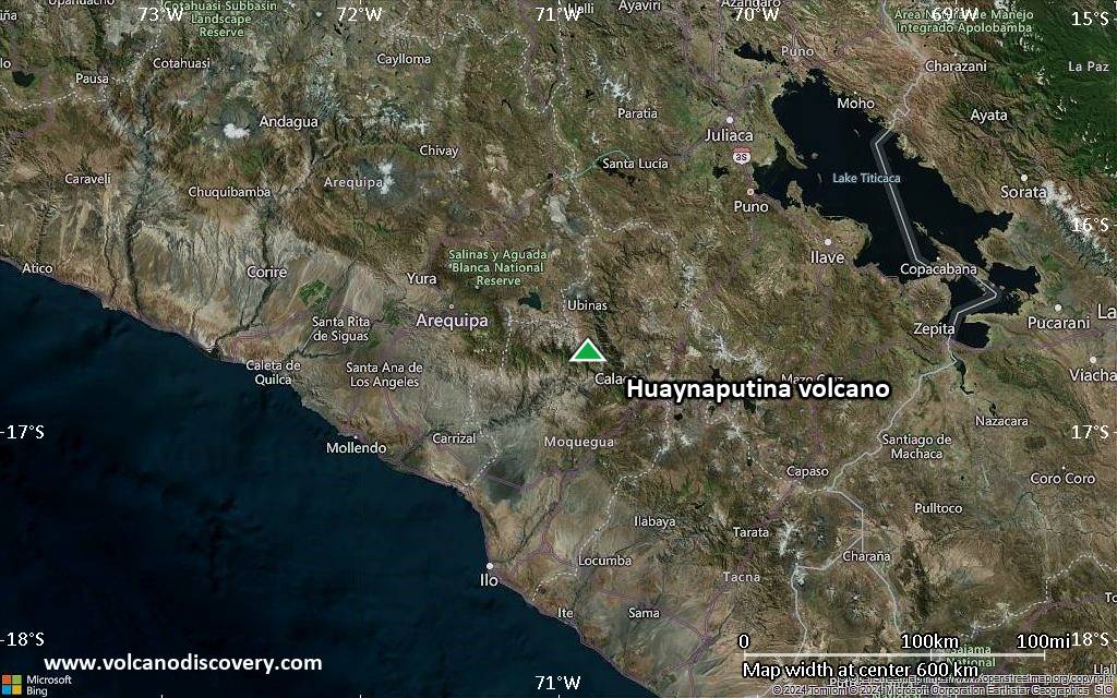 Satellite/aerial-type map of Huaynaputina volcano (local scale large)