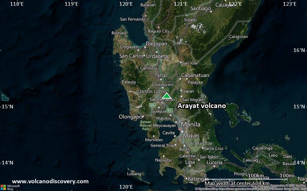 Satellite/aerial-type map of Arayat volcano (local scale large)