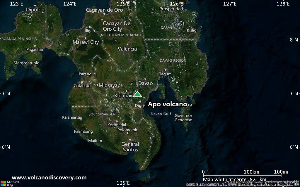 Satellite/aerial-type map of Apo volcano (local scale large)