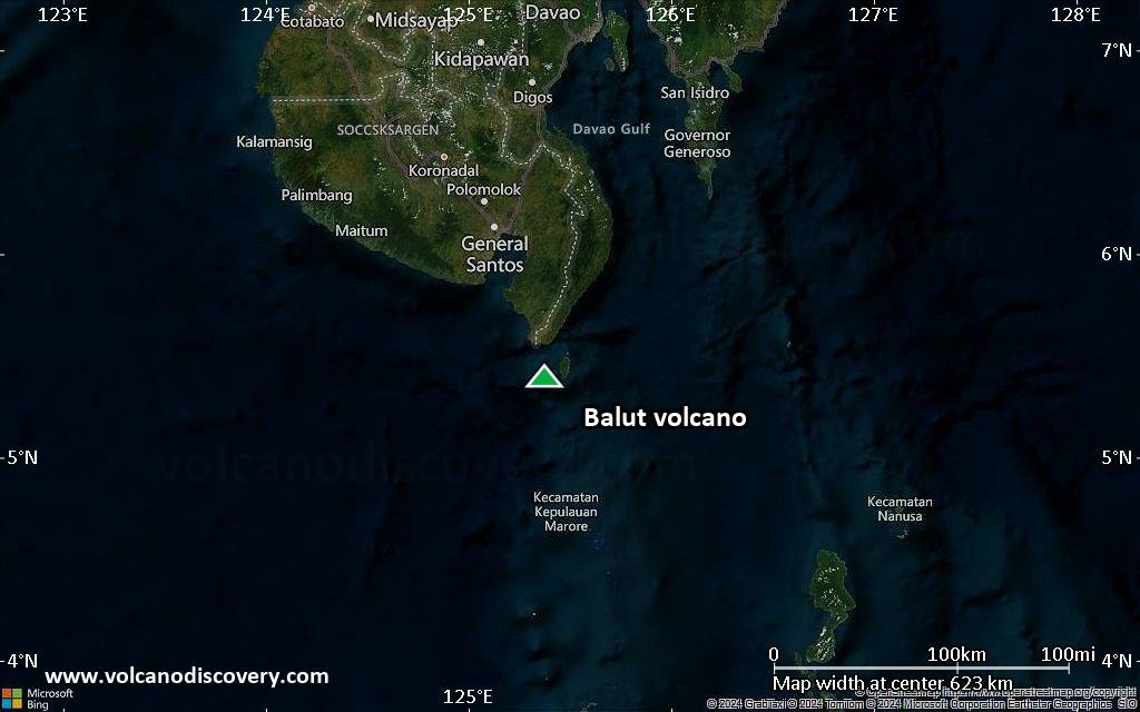 Satellite/aerial-type map of Balut volcano (local scale large)