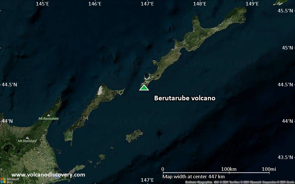 Satellite/aerial-type map of Berutarube volcano (local scale large)