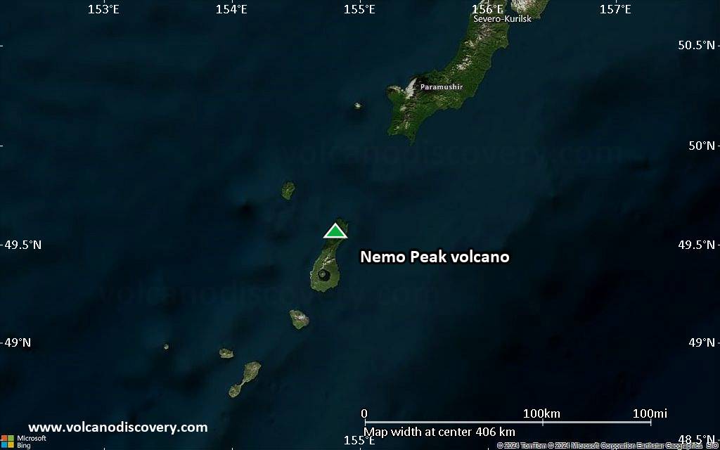 Satellite/aerial-type map of Nemo Peak volcano (local scale large)