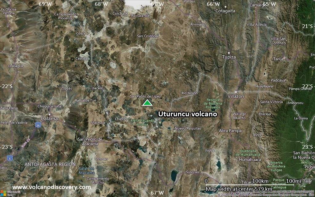 Satellite/aerial-type map of Uturuncu volcano (local scale large)