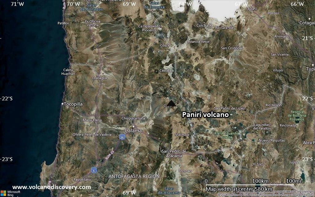 Satellite/aerial-type map of Paniri volcano (local scale large)
