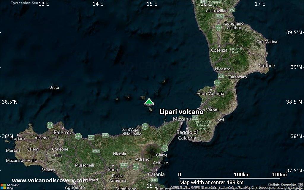 Satellite/aerial-type map of Lipari volcano (local scale large)
