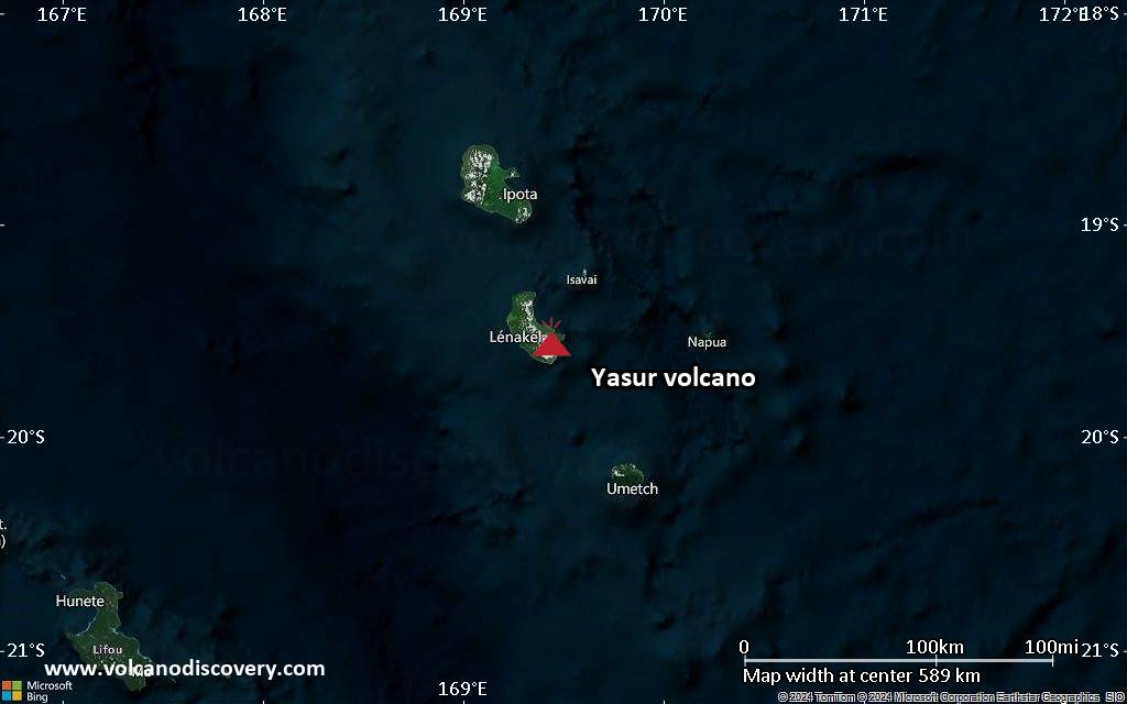 Satellite/aerial-type map of Yasur volcano (local scale large)
