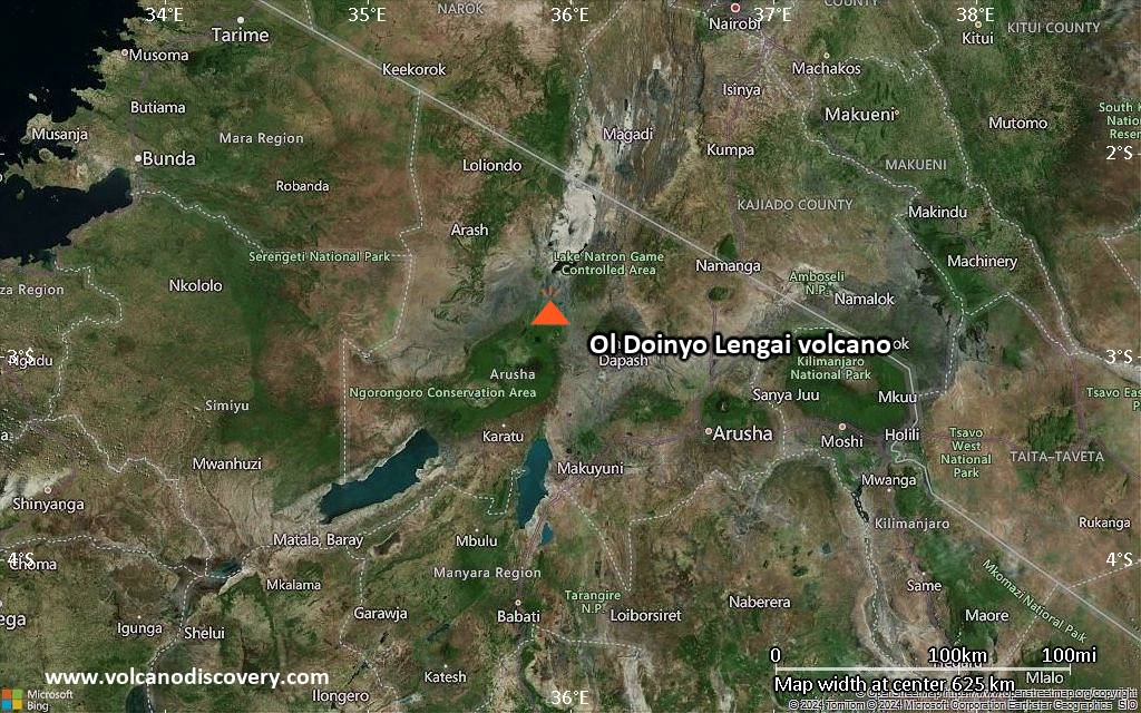 Satellite/aerial-type map of Ol Doinyo Lengai volcano (local scale large)