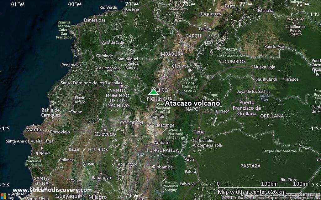 Satellite/aerial-type map of Atacazo volcano (local scale large)
