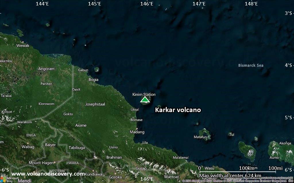 Satellite/aerial-type map of Karkar volcano (local scale large)