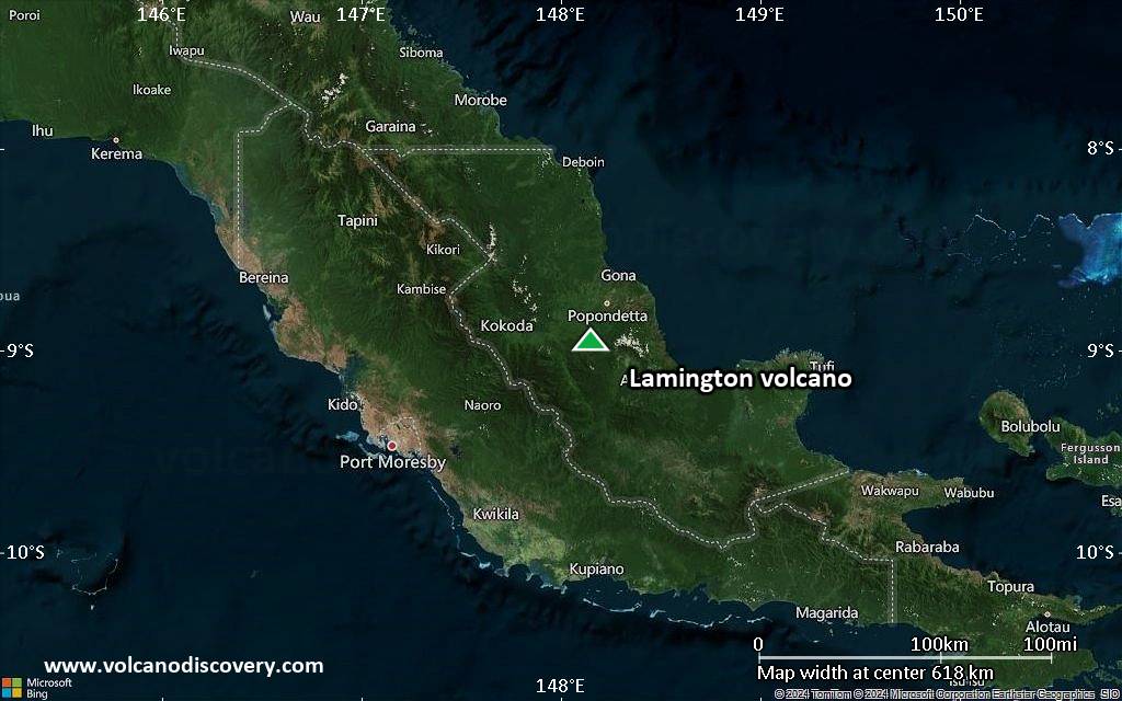 Satellite/aerial-type map of Lamington volcano (local scale large)