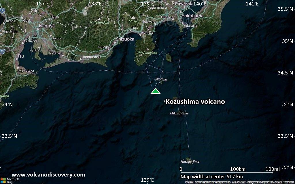 Satellite/aerial-type map of Kozushima volcano (local scale large)