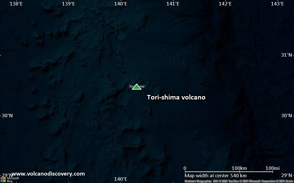 Satellite/aerial-type map of Tori-shima volcano (local scale large)