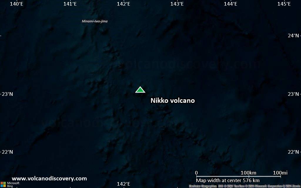 Satellite/aerial-type map of Nikko volcano (local scale large)