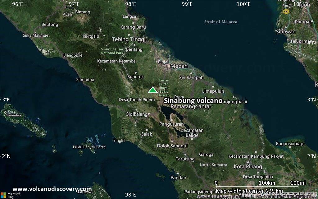 Satellite/aerial-type map of Sinabung volcano (local scale large)